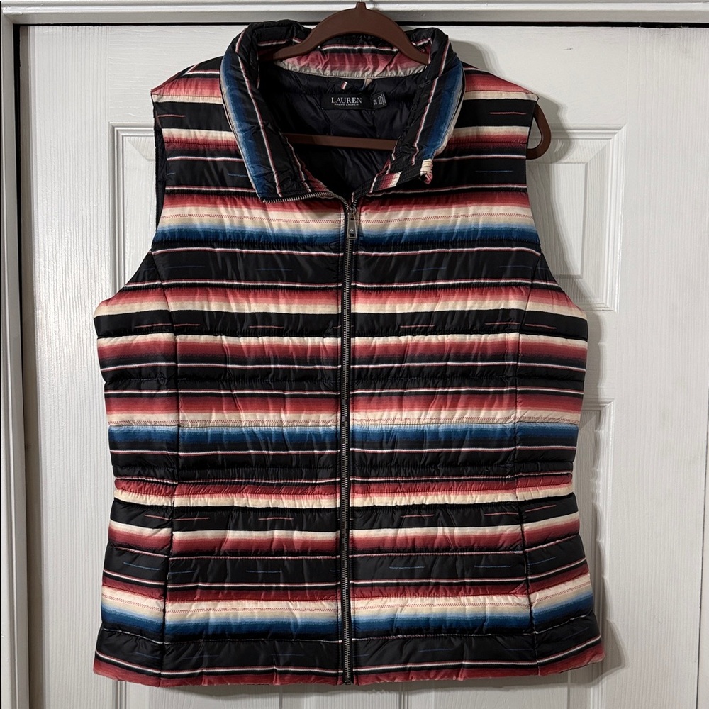 Lauren Ralph Lauren Women’s Multicolor Striped Puffer Vest - Size XL